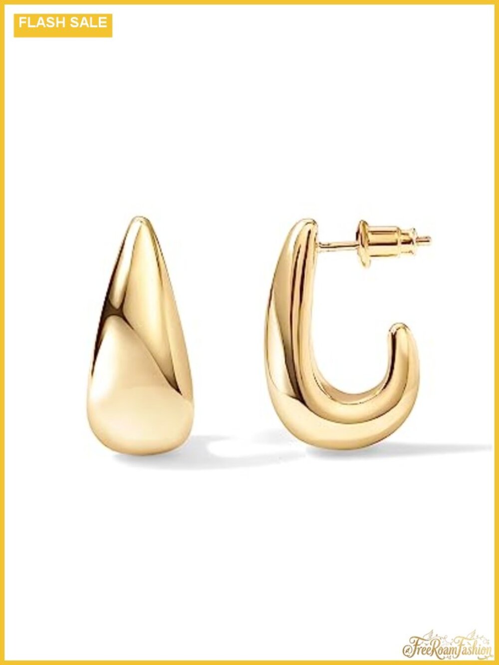 14K Gold Plated Dome Hoop Earrings Women Hypoallergenic Chunky Statement Jewelry
